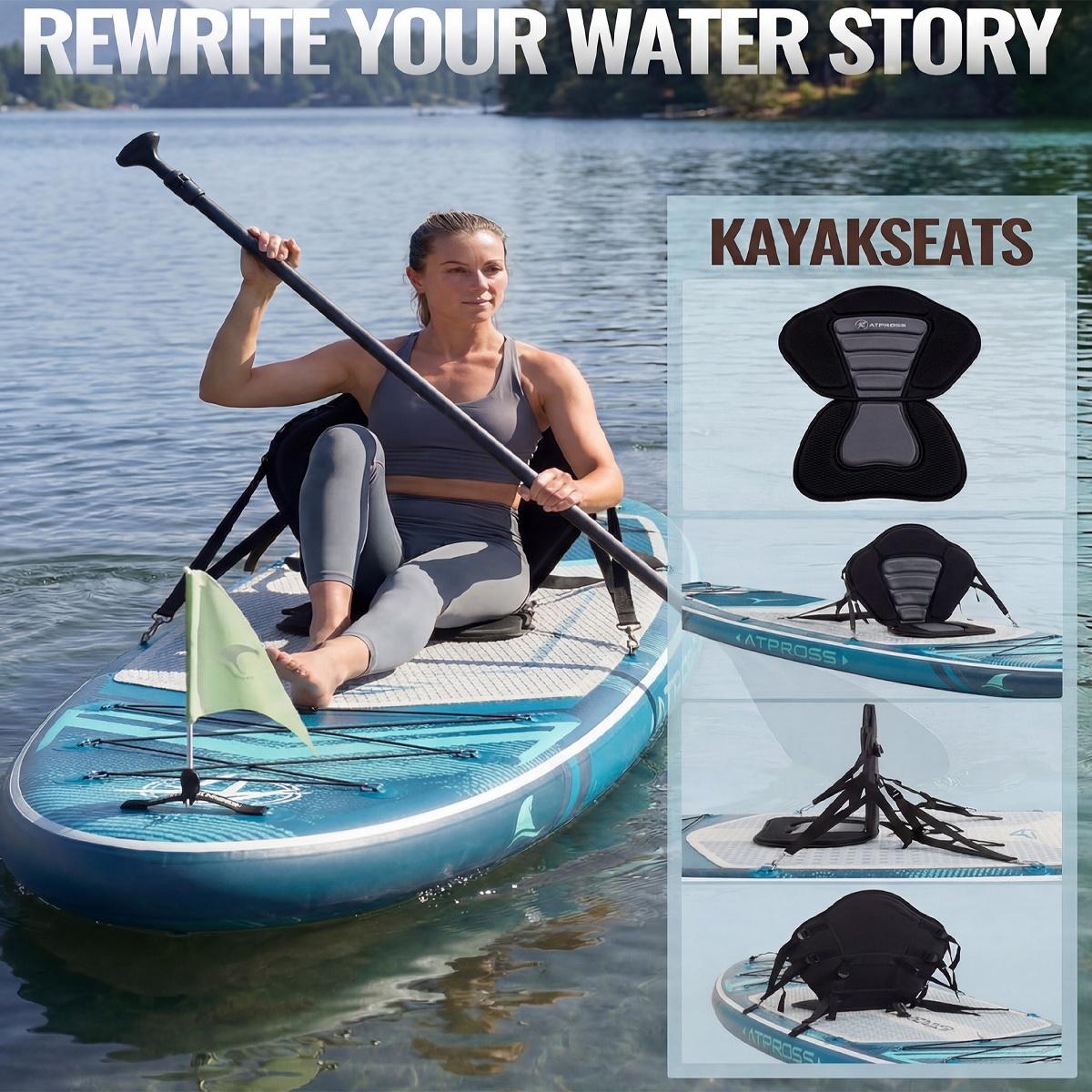 [Spring Glow Up] 11'6"×35" Inflatable Stand Up Paddle Board, 450LBS Capacity, Premium SUP with Kayak Seat for Paddling, Fishing, Yoga & Kayak, Wide Non-Slip Deck, Double-Ended Paddle, Two-Way Pump & Full Accessories