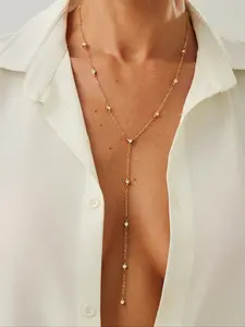 Women's Y-Shape Rhinestone Necklace, Fashionable Simple Design Jewelry Accessory, Perfect Gift for Daily Wear & Special Occasions