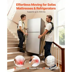 VEVOR Moving Straps, Supports up to 1000 lbs, 2-Person Lifting and Moving System with 2 Harness Straps 2 Load-bearing Straps, Adjustable Lifting Straps for Moving Furniture Appliances Mattresses