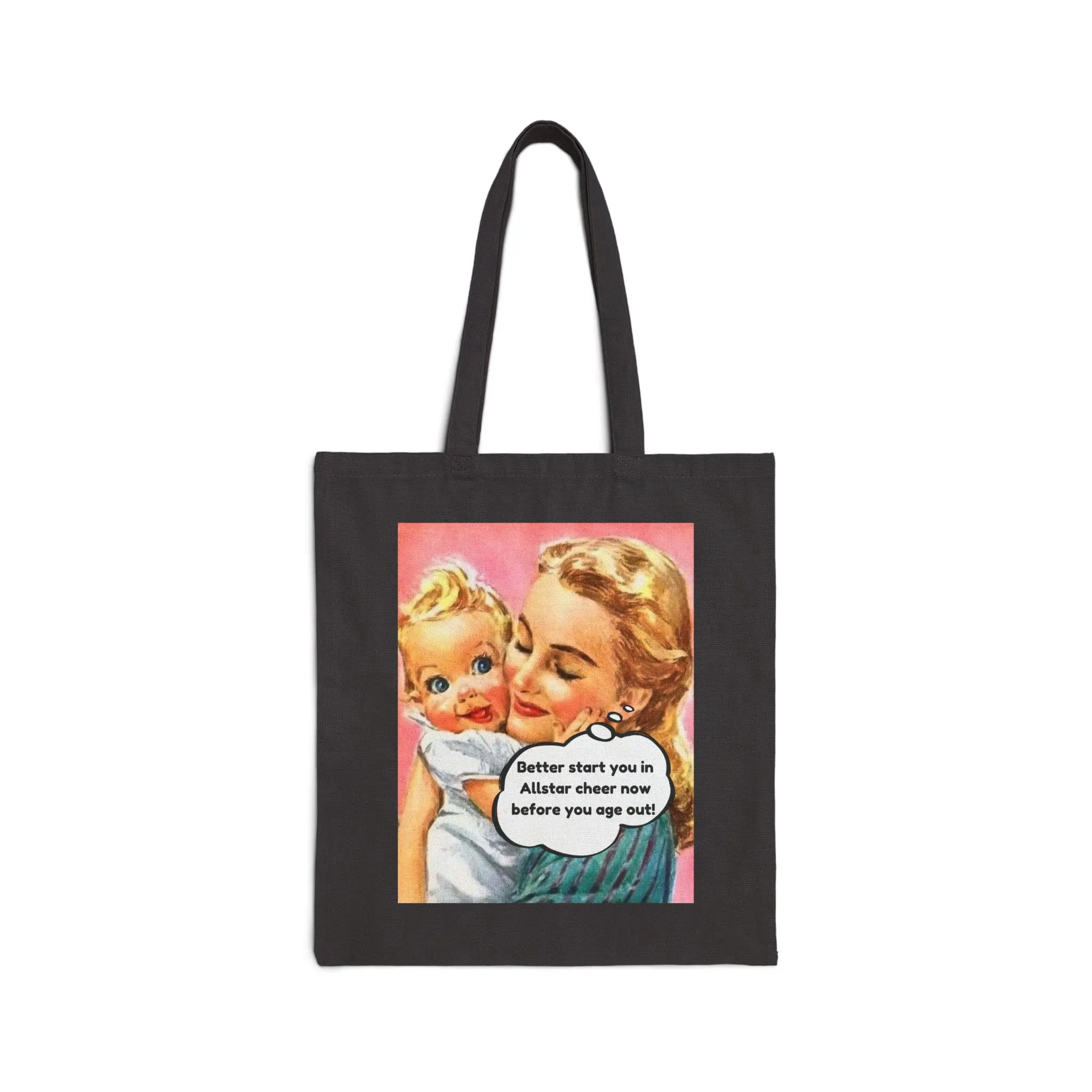 Dual Sided Black Funny Cheerleader Allstar Mom Cotton Canvas Tote Bag