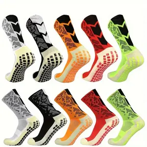 A Pair of Men'S Mid-Calf Football Socks, Designed with a Thick Towel Bottom for Enhanced Grip And Durability
