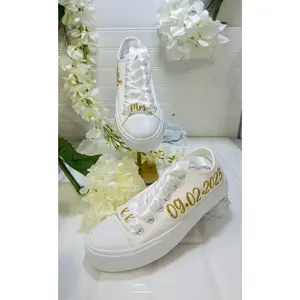Bridal Gold Glitter flat shoes Customized Sneakers Mrs to be