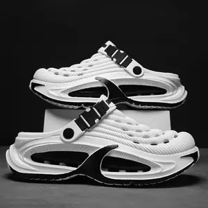 Cyberpunk Futuristic Clogs for Men | Techwear Buckle Strap Garden Shoes | Breathable Hollow-Out Space Sandals | Non-Slip Aesthetic Streetwear Mules