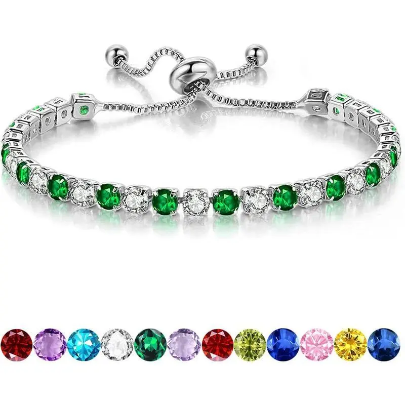 BirthstoneBraceletforWomen,SilverTennisBraceletswithCubicZirconiaAdjustableSliderBraceletBirthdayMother'sDayGraduationGiftsforHerMomWifeGirlfriend BirthstoneBraceletforWomen,SilverTennisBraceletswithCubicZirconiaAdjustableSliderBraceletBirthdayMother'sDayGraduationGiftsforHerMomWifeGirlfriend