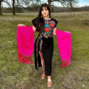 Rebozo - Shawl - Scarf, Traditional Design with Fringe, Mexican Scarf