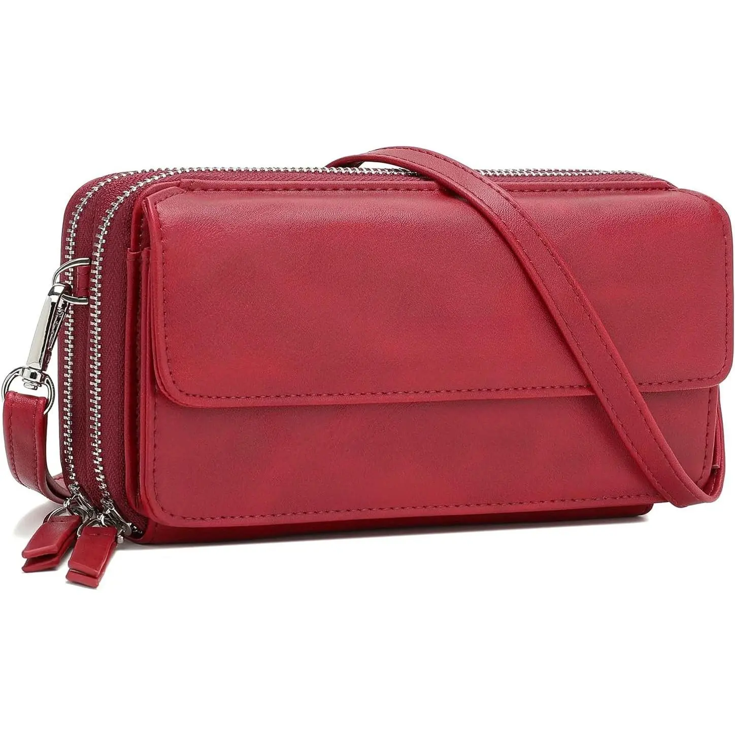 RFID Crossbody Wallet Wristlet Purse with Phone Pocket For Women Vegan Leather