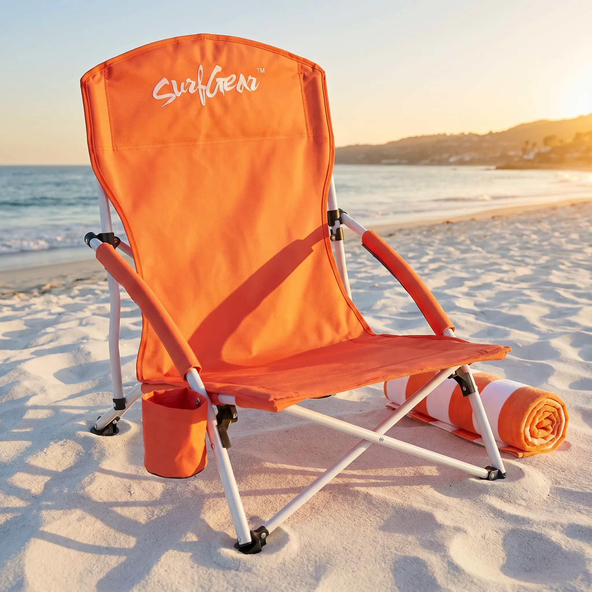 SURFGEAR Low Beach Chair Foldable Portable Sand Chair for Beach Camping Festivals Outdoor Folding