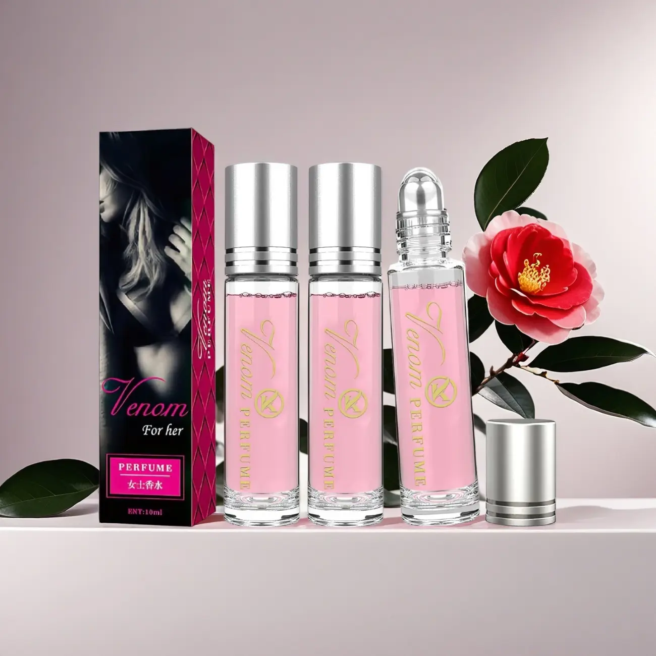 Pheromone Perfume Set for Women, 2-Pack 0.34oz Mini Travel Perfumes, Leak-Proof Roll-On with an Aromatic Floral Fragrance, Floral Blend Fragrance