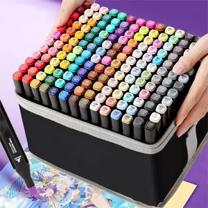 Alcohol-Based Dual Tip Markers for Illustration, Manga, Doodling, Perfect for Students, Hobbyists, Comes with Compact Carrying Case fathersdaygifts