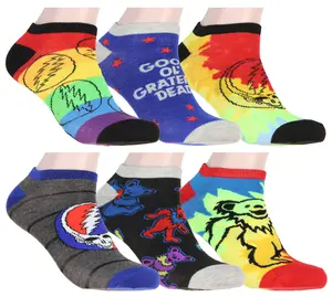 Grateful Dead Socks Adult Tie Dye Dancing Bears And Steal Your Face 6 Pack Ankle Socks