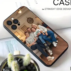 Customizable Photo Black Phone Case, Suitable for iPhone 16/15/14/13/12/11 Pro Max/Pro/Plus, Shockproof TPU Material, Birthday Father's Day Valentine's Day Gift for Girlfriend/Family/Couple, Anniversary Creative Personalized Gift