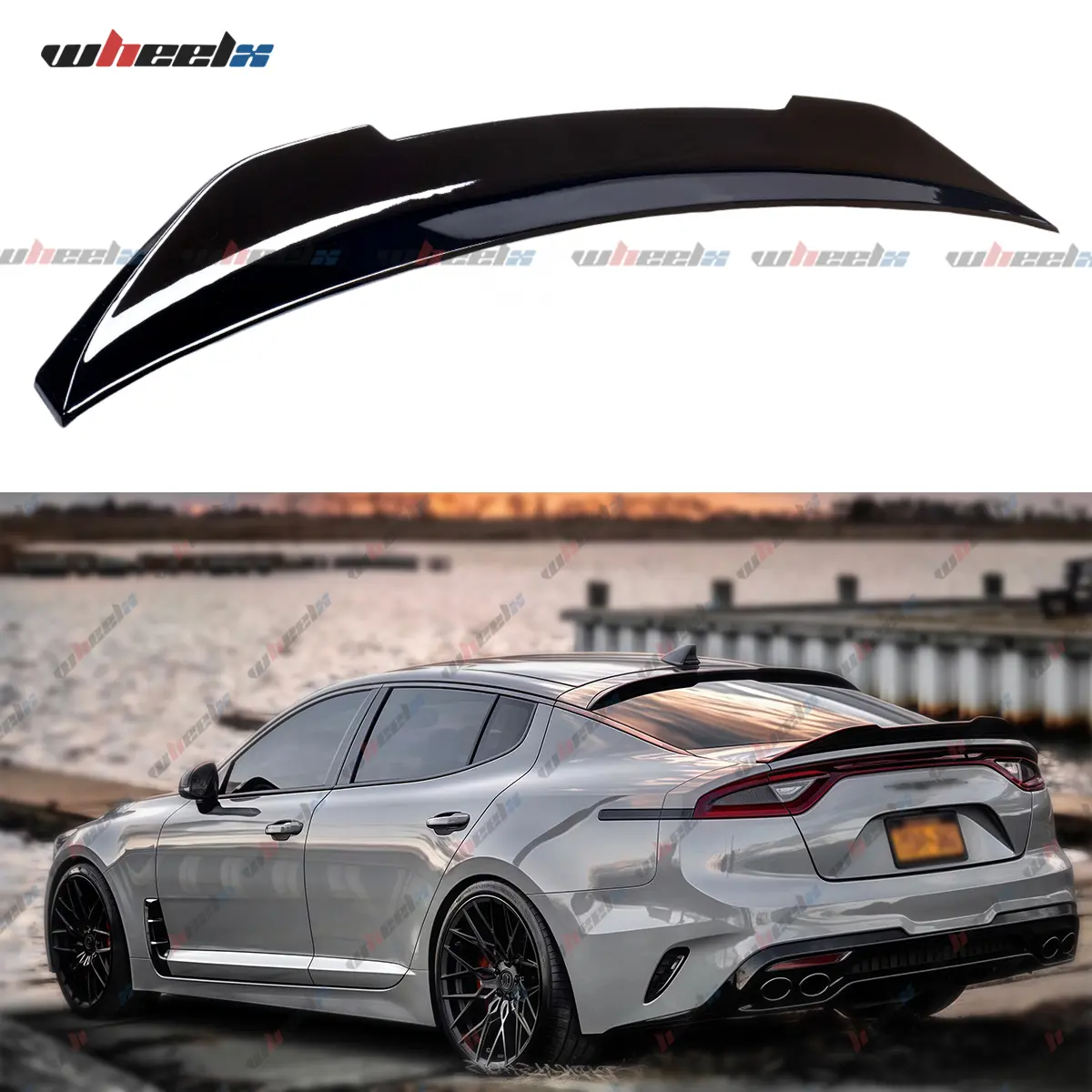 2018-2023 Kia Stinger PSM Style High-Kick Duckbill Trunk Wing, Gloss Black ABS Carbon Fiber Aerodynamic Body Kit, Direct-Fit for GT GT1 GT2 Line Hatchback Accessories