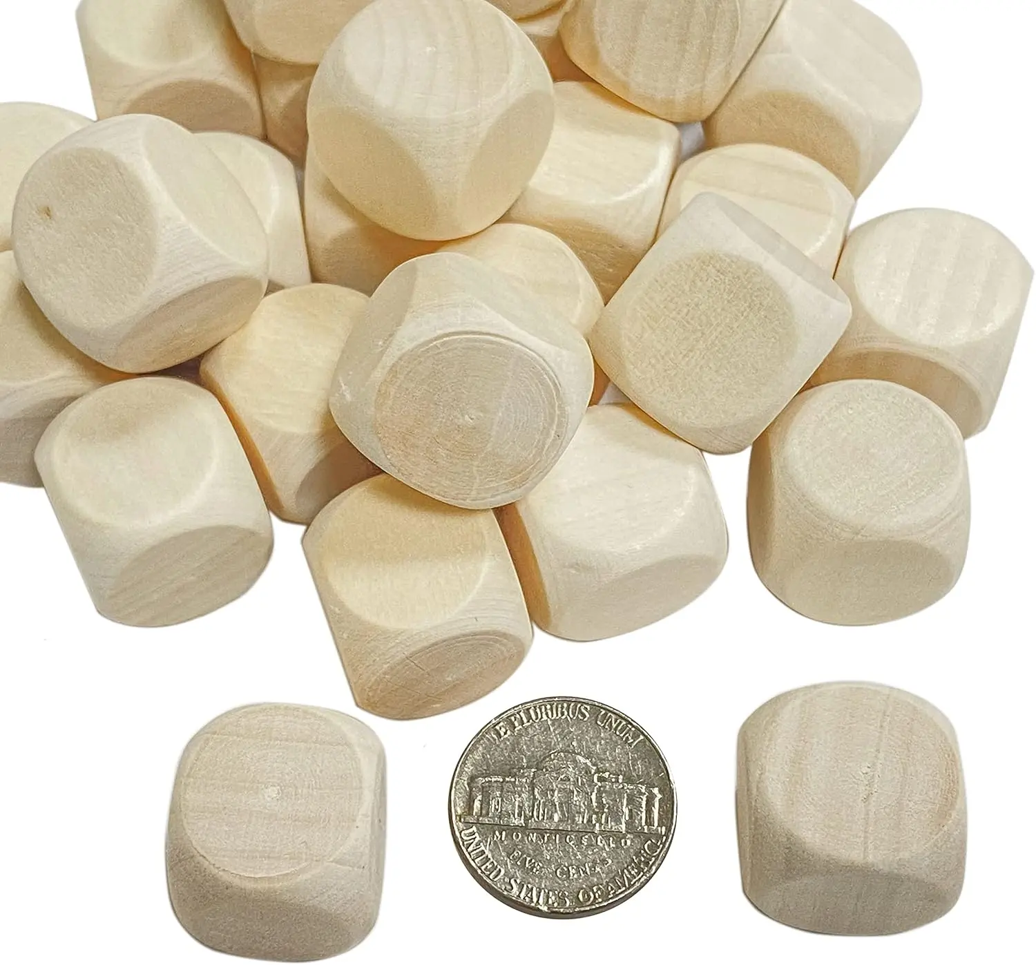 100 Pack Wooden  Unfinished  Cube Small Blank Square Blocks for Crafts (3/4 in)