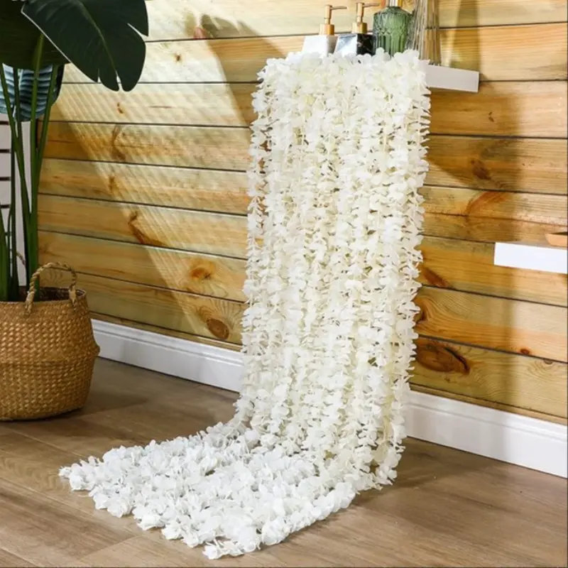 12 Pcs Artificial Wisteria Garlands, Artificial Wisteria Flowers, Faux Flower Garland, Fake Wisteria Flower Rings, Artificial Flower Decorations, Wedding Party Garden Wall Decor, Home Decoration, Outdoor and Indoor Decoration