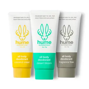 Hume Supernatural All Body Deodorant Trio - 3-Pack Invisible Whole Body Deodorant Balm - Full Body Protection - Aluminum Free, No Baking Soda - Anti-Chafing Odor Control - Clinically Tested on Sensitive Skin