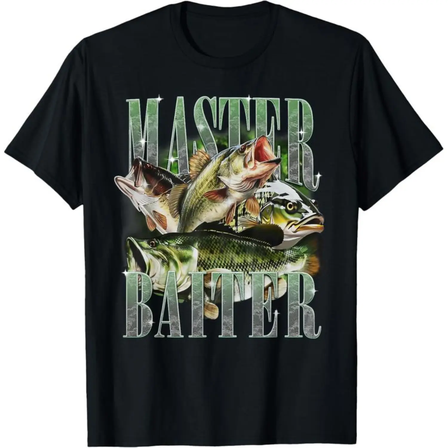 Men's Funny Graphic Tshirt, Short Sleeve Pop Culture Shirt with Master Baiter Fishing Slogan, Valentines Day Gift, Shortsleeve, Classics, Streetwear, Casual, Menswear, Round Neck, Cheeky Slogans, All Over Print, Cotton, Fitted, All Seasons, Childrens Day,