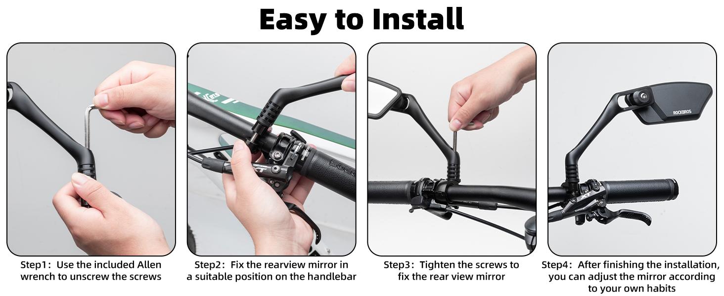 ROCKBROS Bike Mirrors for Handlebars - HD Blast-Resistant Bicycle Mirror for Ebike - 360 Degree Adjustable Bike Rear View Mirror - Left and Right ROCKBROS Bike Mirrors for Handlebars - HD Blast-Resistant Bicycle Mirror for Ebike - 360 Degree Adjustable Bike Rear View Mirror - Left and Right
