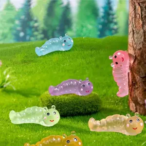 10/30/50Pcs Mini Resin Caterpillar Miniature Figures, Luminous Mini Resin Caterpillar Figures Tiny Animal Model Glow in The Dark Small Animals for Landscape Micro Garden Aquarium Crafts, Home Party Decoration