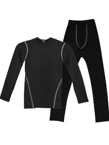 Boy's Solid Long Sleeve Thermal Lined Top & Leggings Loungewear Two-Piece Set, Casual Comfy Round Neck Top & Skinny Pants PJ Set, Boy's Sleepwear for Spring & Fall, Soft Casual Pajamas, Pajama Sets