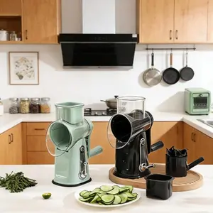 Hand Crank Rotary Cheese Grater with Strong Suction Cup 5 Sharp Blades Versatile Kitchen Slicer Dicer for Vegetables Fruits Nuts Cheese Chocolate Time Saving Gadget