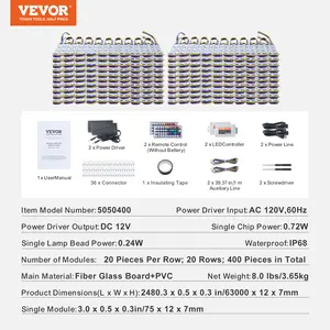 Father's Day Gift VEVOR 400PCS LED Storefront Lights, 207 ft, LED Module Lights, 5050 SMD 3-LED RGB Color Changing Window Lights with Remote Control for Business Store Window Advertising Letter Signs, IP68 Waterproof