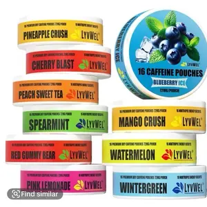 10 PACK CAFFEINATED POUCHES  - Each Jar Contains 16 Pouches, 72mg Caffeine, Natural Lyvwel Flavored Energy Drink Beverage Strawberry Sweet Gel