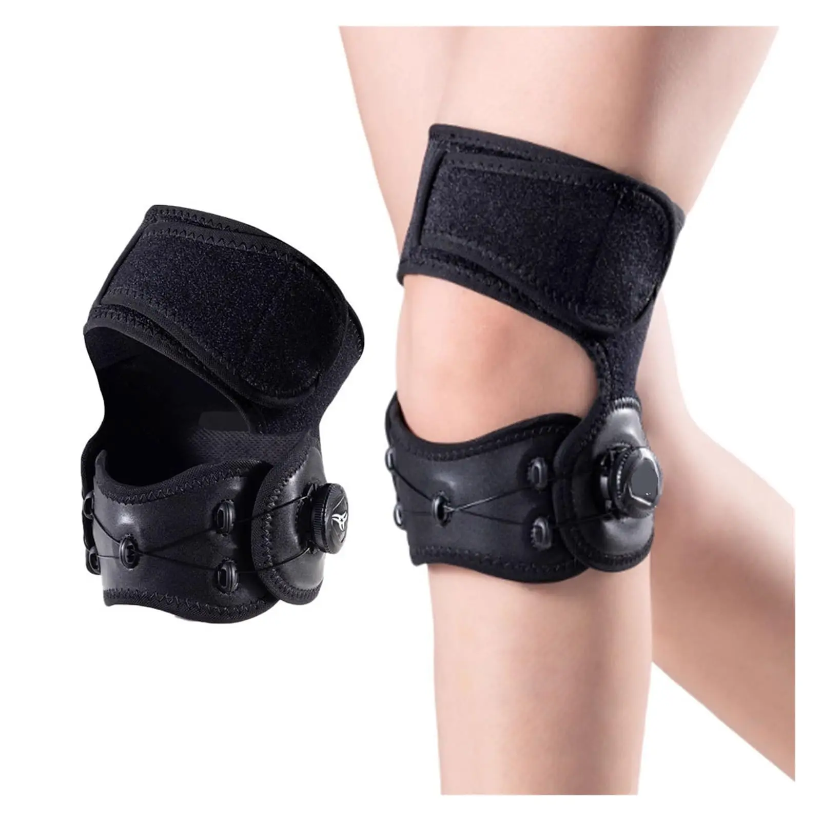 Adjust Knee Brace with Knob Strap Soft Silicone Shock Cushion Breathable Fabric, Ideal for Workout Walking Arthritis Meniscus Discomfort Relief Men & Women