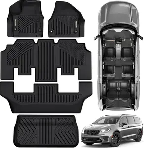 YINTATECH Floor Mats & Cargo Mat Fit for Chrysler Pacifica 2017-2025 (No Hybrid Models), Fit 7 and 8 Passenger Model, Fit 2020-2025 Voyager Custom All-Weather Protection Full Set TPE Floor Liners