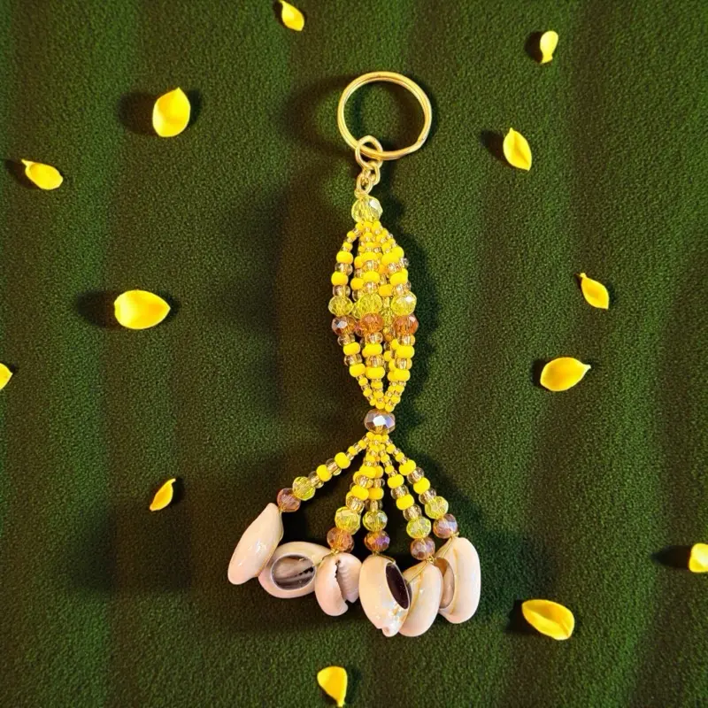 OSHUN KEY CHAIN with Beaded Design and Shell Accents for Stylish Key Accessory