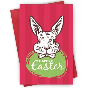Happy Easter Card, Cute Bunny Design Greeting Card, Easter Gift for Family, Friend, Lover, Party Favor Supplies