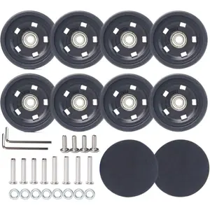 Luggage Wheels Replacement Kit 50mm x 12mm, Suitcase Replacement Wheels with Black Screws Axles Bearings, Repair Suitcase Caster Set for Trolley Bag Travel (8PCS)