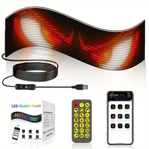 RGB Programmable Flexible LED Sign, 1 Count USB-Powered Car LED Matrix-Pixel Panel, Wireless APP Control LED Strip Light for Car, Vehicle, Taxi, Store, Concert, Birthday, Decoration, Led Lights