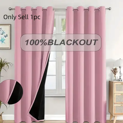 1pc Elegant 100%Blackout Curtain, Ideal Home & Office Decor, Modern Minimalist Style, Perfect for Any Space, High-Quality Drapes