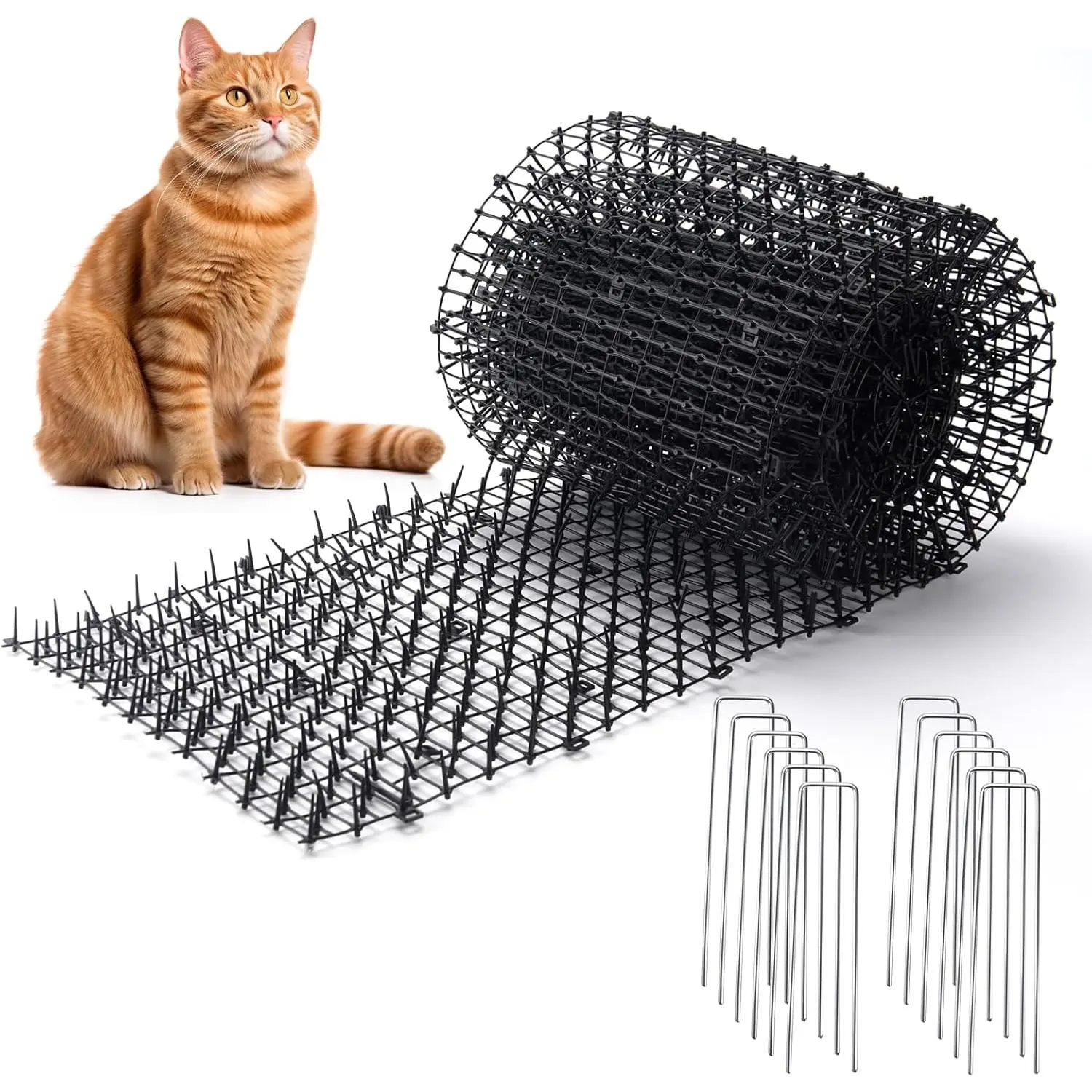 13FT Scat Mat for Cats with Spikes and 12 Garden Staples - Outdoor/Indoor Pet Deterrent for , Furniture, , and Yard