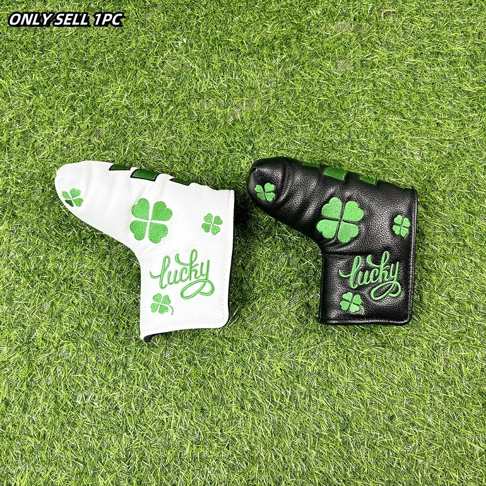 Lucky Clover 777 Golf Blade Putter Cover, Waterproof & Wear-Resistant Leather, Exquisite Embroidery Design, Unisex Accessory, Golf Supply, Golf Accessories
