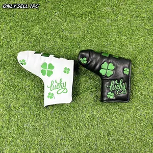 Lucky Clover 777 Golf Blade Putter Cover, Waterproof & Wear-Resistant Leather, Exquisite Embroidery Design, Unisex Accessory, Golf Accessories