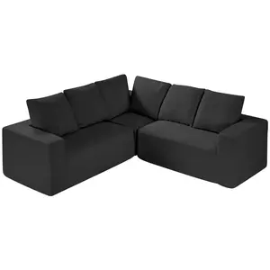 VEVOR Modular Sectional Sofa,  L Shaped Modular Sofa Deep Seat, Cloud Sectional Couch with High Rebound Sponge and Density, Upholstered Corduroy Couch with Cushion for Living Room, Bedroom, Black