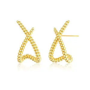 TEWIKY 14K Gold/Silver-Plated Twisted Knot Stud Earrings Elegant Design for Valentine's Day Gift Sophisticated Outfits