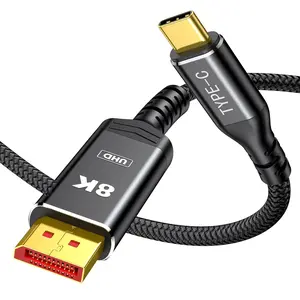 8K USB C to DisplayPort 1.4 Cable 6FT (4K@144Hz, 2K@240Hz), Thunderbolt 4/3 to Display Port (DP) Cord for iPhone 15, MacBook Pro/Air 2023, iPad, Galaxy, Surface, XPS, 32.4Gbps (Black)