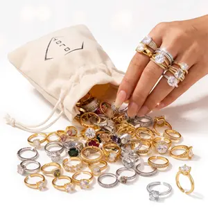 OLDT Mystery Ring Bundle - 14K Gold Plated & Silver Adjustable Assorted Rings for Women, Fashion Cubic Zirconia Blind Bag Surprise Gift for Teens and Besties