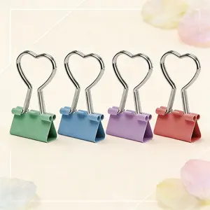 10 Pack Cute Heart Shaped Binder Clips - Pink Decorative Metal Paper Clamps - Kawaii Office & School Supplies for Girls, Students, Planner Accessories - Mini Love Heart Clips for Document Organizing