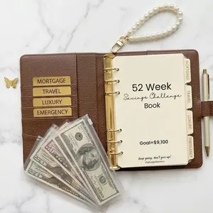 A6 $9,100  52-Week Book Binder with Zip Envelopes, Office Stationery Supplies, Binders Notebooks for Office Organization