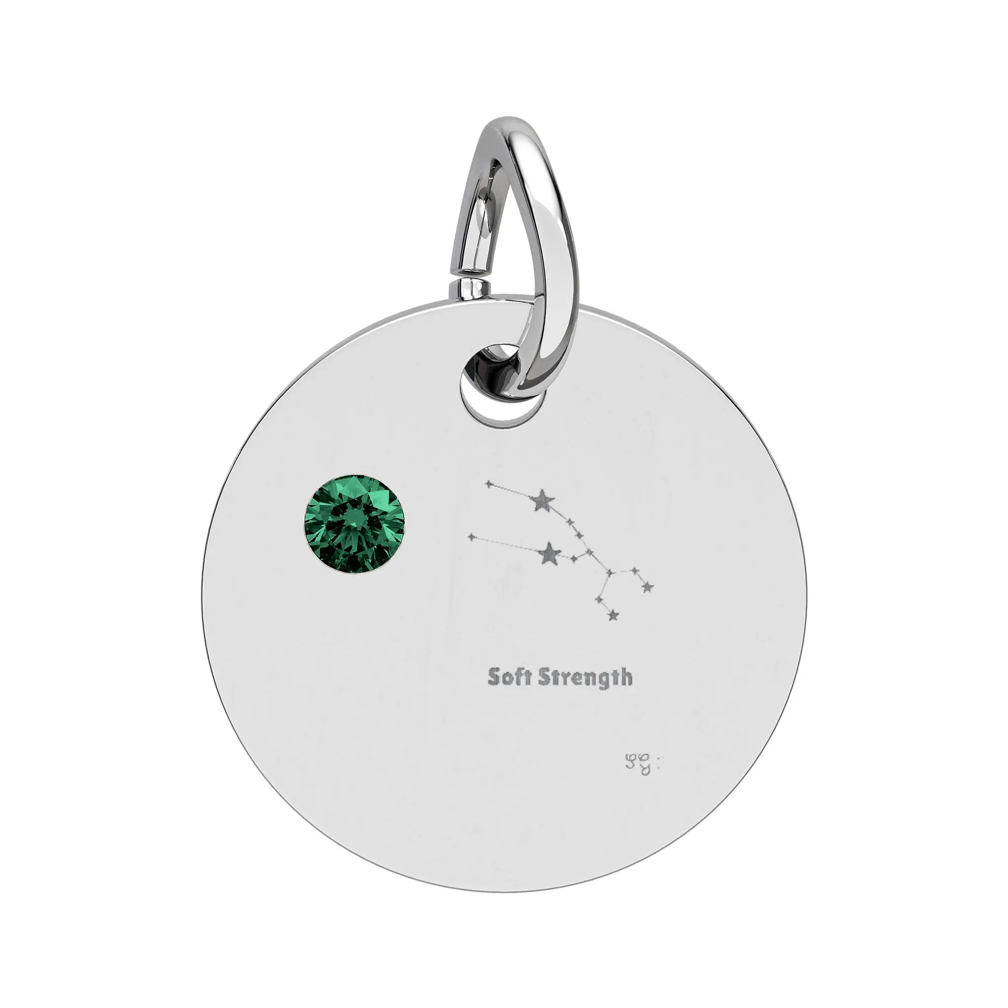 Taurus EmeraldBirthstone Circle Charm engraved pendant | Premium collection