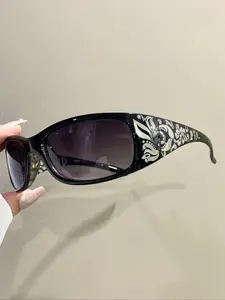 Punk Fashion Glasses, PC Lenses Metal Hinges Thick Frame Legs, Outdoor Cycling Sports Eyewear, Unisex Summer Beach Travel, Stylish Glasses