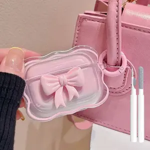 Cute Wave Protective Case for AirPods Pro3 4 3 2 1, Girl Style 3D Bow, Soft Tpu, Keychain Included, Women's Accessory, Protection