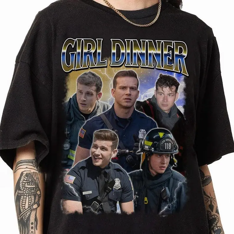 Vintage Evan Buckley Girl Dinner Shirt, 9-1-1 Television Show TShirt, 911 Evan Buckley Homage Movie Shirt, American TV Series Tee