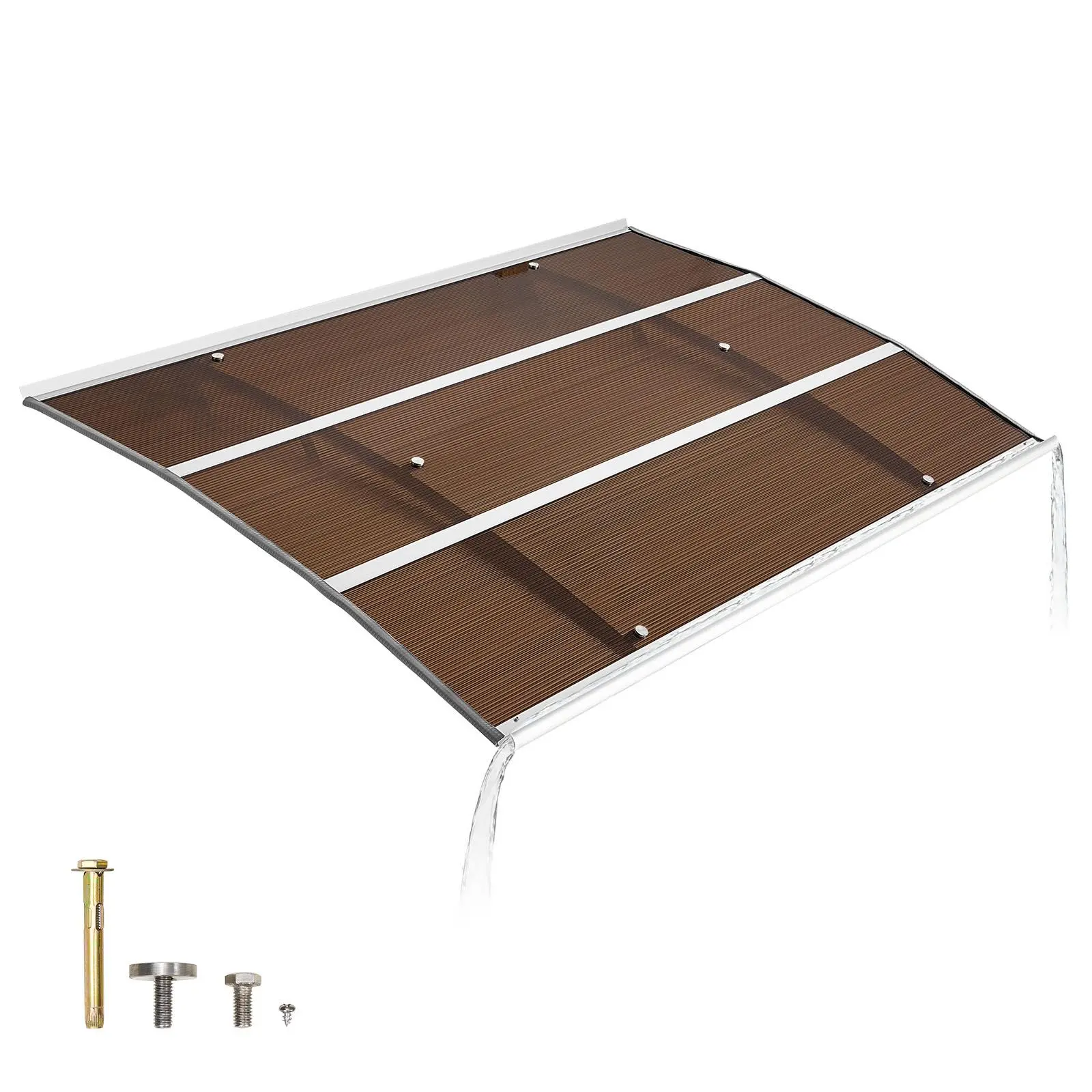 【SummerFinds】VEVOR Awnings for Door Entrance, 39 x 59 in, Exterior Front Door Window Awnings with Drainage & Metal Bracket, Rain Snow Sun Protection, Overhang Polycarbonate Door Canopy for Porch Patio, Brown
