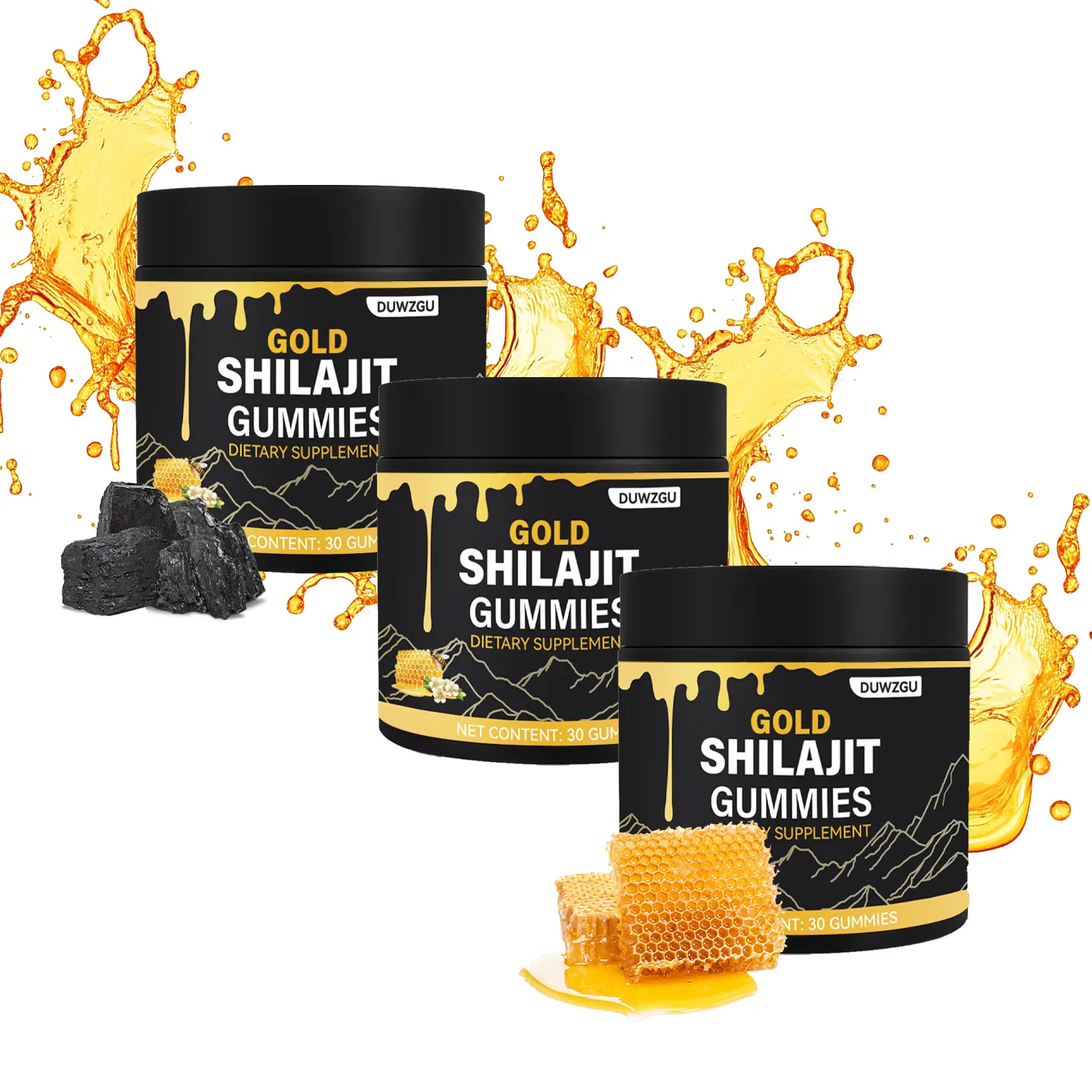 Organic Manuka Honey Shilajit Gummies | Energy & Stamina Boost for Men's Sports & Fitness | 30 Count Gummies