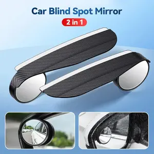 2Pcs For Jeep Chevrolet Car Rearview Sun Visor Rain Eyebrow Blind Spot Mirror Round Parking Mirror 360 Degrees Mirror Rainy Covers