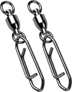 High Strength Snap Swivels Stainless Bearing Rolling Fishing Swivel Freshwater Snap Swivels Fishing Clip Steel Black Nickel